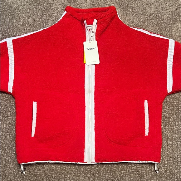 Yanekop Jackets & Blazers - Red Teddy Jacket for Women
